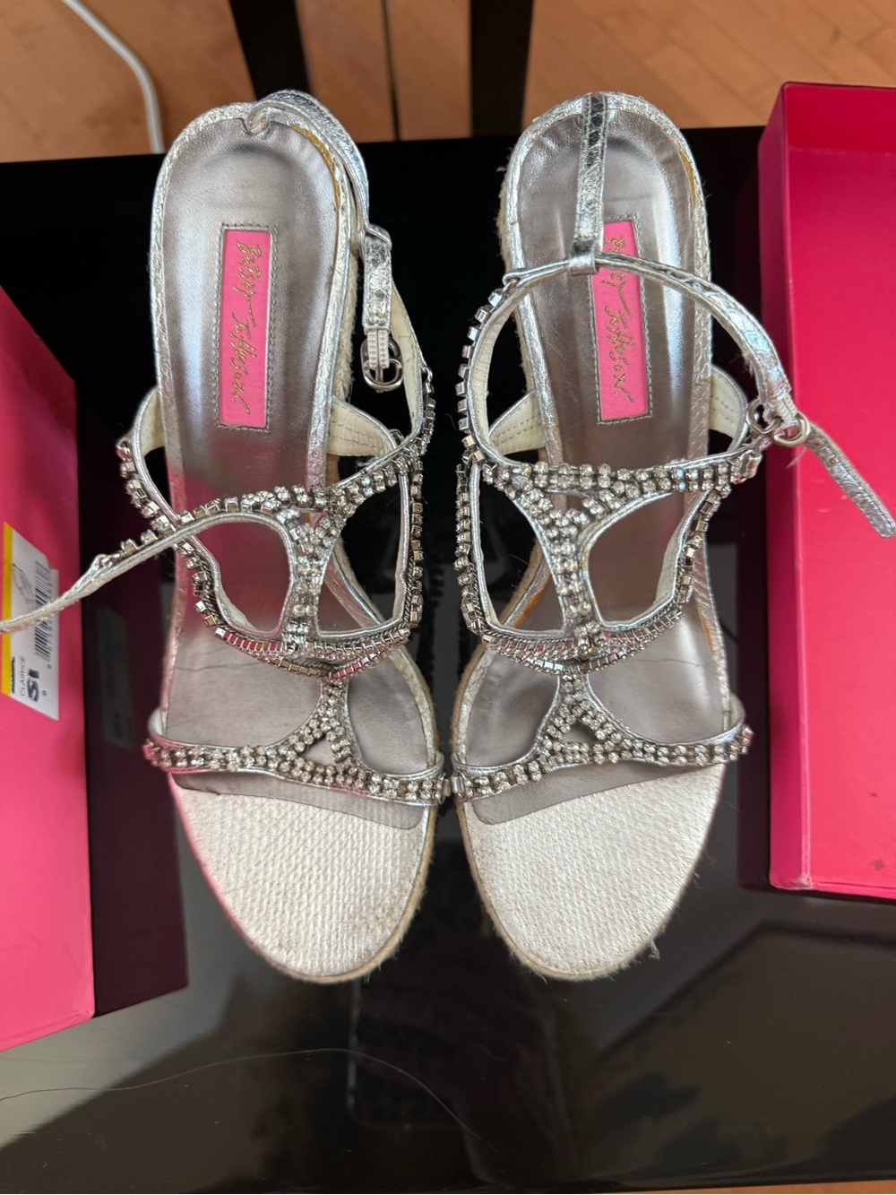 Betsey Johnson sandal with rhinestones and leather
